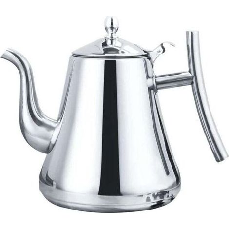pair Vitdipy - Théière - 2 litres - Avec filtre - Théière à double paroi - Théière en acier inoxydable - Cafetière - Théière pour plaque de cuisson - Finition miroir - Argent (1/4)