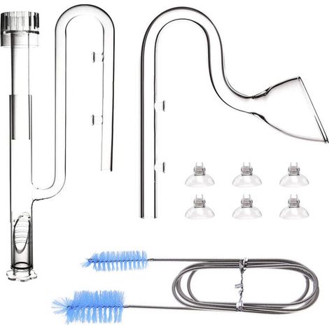 Ensemble de Tuyaux d'Entrée et Sortie en Verre pour Aquarium avec Skimmer de Surface, Système de Filtration pour Aquascaping, Compatible Tuyau 12/16mm