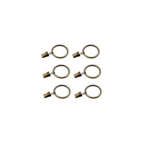 Set di 30 anelli per tende in bronzo con clip/Set di ganci decorativi in metallo resistenti con occhielli per tende, bagno, adatti a bastoni da 1 1/4 di pollice - Crezuo