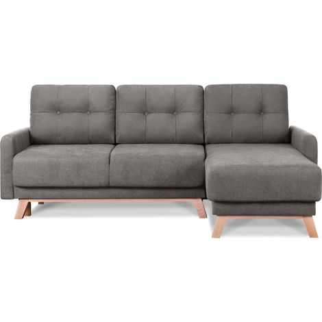 KONSIMO VISNA Ecksofa rechts mit ausziehbarer Schlaf- und Liegefläche, grau (1/5)