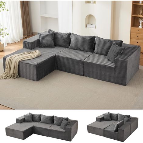 Canapé d'angle Convertible - 289×175×62 cm - 3 places - avec Rangement - Mousse Mémoire - Grand Confort - Sans Montage