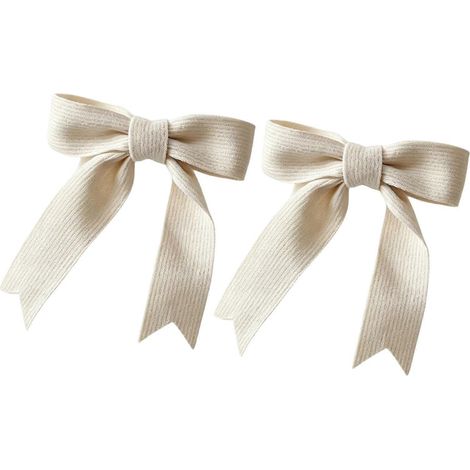 Pinces à rideaux décoratives en maille avec nœuds tricotés, conception élastique résistante, compatibles avec différentes tailles de rideaux, blanc laiteux (1/5)
