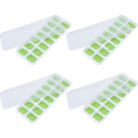 Lot de 4 bacs à glaçons à intérieur brillant, empilables, faciles à utiliser, parfaits pour les fêtes et autres célébrations, verts (1/5)