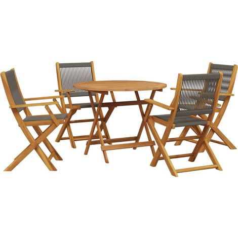 Set da Pranzo da Giardino 5 pz Polipropilene e Legno Massello vidaXL (1/5)