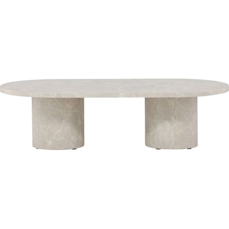 Table basse ovale effet marbre 120x60cm – Beige – Plateau en MDF avec finition marbre – Style contemporain scandinave – Hauteur 32,5cm (1/5)