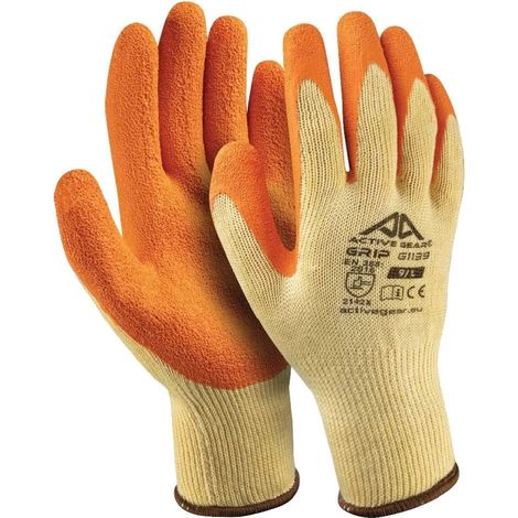 Guanti di protezione in lattice ad alta resistenza allo strappo con grip eccellente per manipolazione pesante ACTIVE GEAR (Lotto da 12) Arancione 8