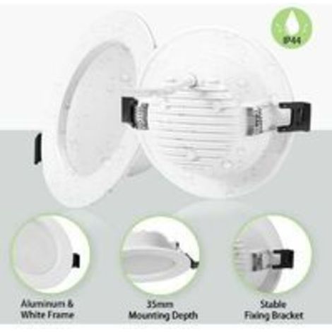 SABIR 10 x 5W Spot LED Encastrable Extra Plat, IP44 Spot LED Salle de Bain, 310LM Blanc Froid 6000K, Ultra-mince 35MM, Diamètre 100mm Spot LED Intégrée Ultra Plat pour Salon Chambre Cuisine AC85-265V (1/5)