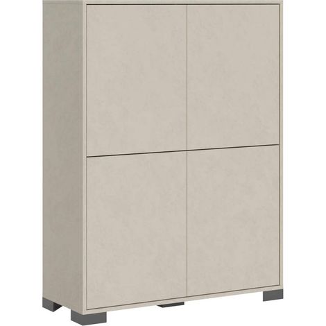 Credenza alta 4 ante per soggiorno cucina salvaspazio 90x35x120 Lumina - Beige