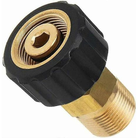 Raccord pour nettoyeur haute pression, adaptateur rapide M22 x 15 mm femelle vers M22 x 14 mm mâle, en laiton de haute qualité. (1/5)