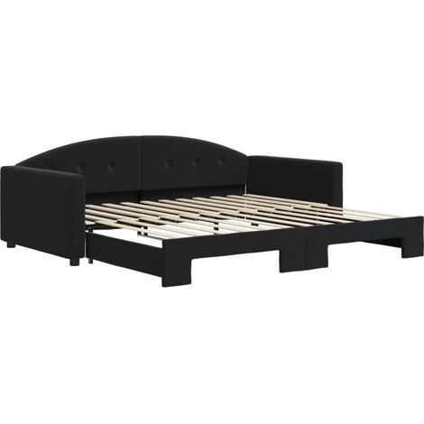 Maison Exclusive - Lit de jour avec gigogne sans matelas noir 100x200 cm