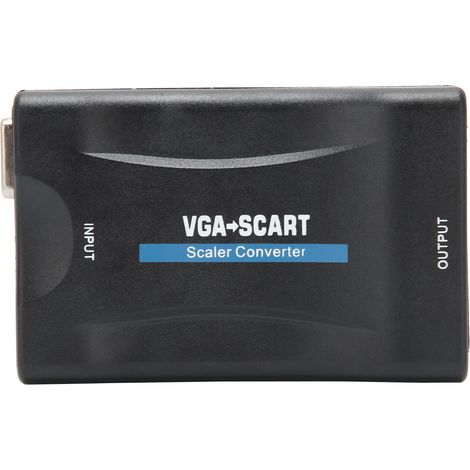 Convertisseur VGA vers SCART, adaptateur vidéo HD, fournitures informatiques avec télécommande et câble de chargement, noir (1/5)