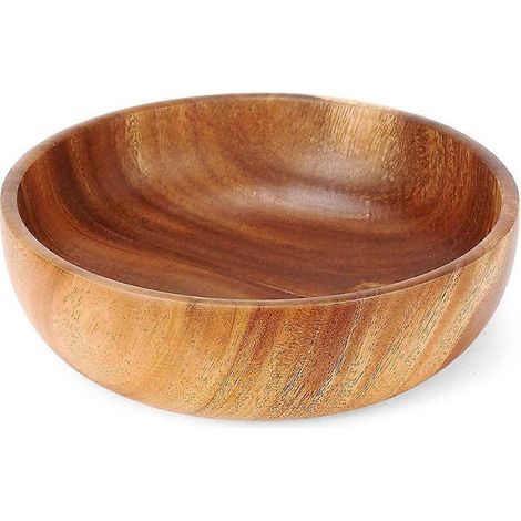 Bol en bois de 24 cm, saladier en bois, grand bol en bois pour aliments, fruits, salades et décoration (1/5)