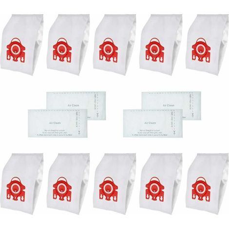 Lot de 10 sacs à poussière de rechange de type synthétique pour aspirateurs Miele FJM C1 et Hoover C2 avec 4 filtres Hepa (1/5)