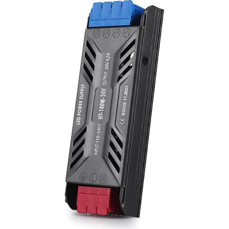 Transformateur 220V 24V Transfo 100W DC Convertisseur LED Driver Ultra Mince 4.16A Adaptateur Alimentation, 220V AC à 24V d'alimentation Basse Tension Transfo de Tension Constante (1/5)