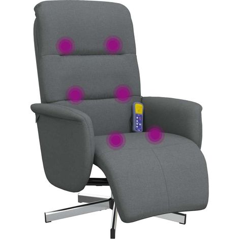Poltrona Reclinabile Massaggi Poltrona Relaxo Poggiapiedi Grigio Scuro Tessuto (1/4)