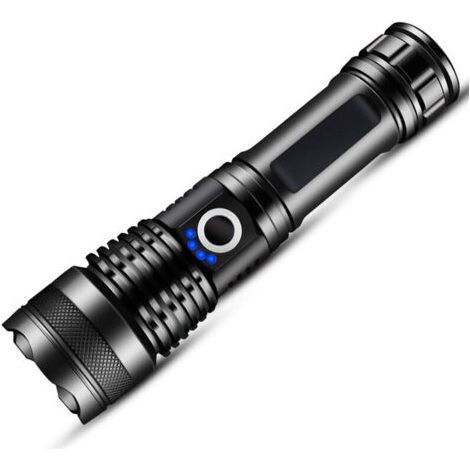 royaluxe-Lampe torche LED ultra puissante, rechargeable 10 000 lumens, tactique, USB 5 modes, étanche IPX5, zoomable et résistante aux chocs (1/5)