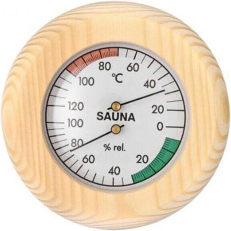 Sauna Klimamesser,Hygromètre pour Sauna,Thermomètre pour Sauna,réglable manuellement,2en1 Mesureur de température et d'humidité pour Sauna,Bois Noble,Diamètre 13,5 cm-DOU
