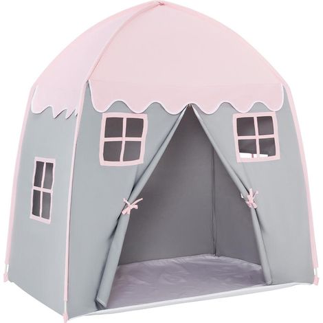 Offrir un Espace de Jeu Sécurisé Cabane Tente Château Rose pour Enfant Toile 100% Coton avec Sac de Transport (1/5)