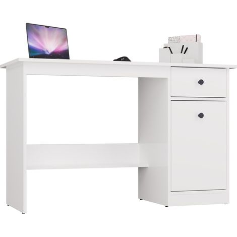 CHESTER Escritorio - 1 cajón con armario - 120x75x45 cm - Blanco (1/5)