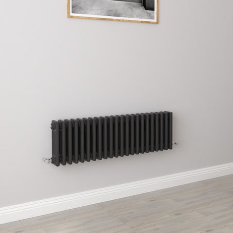AICA 300x1010mm 3 Column Horizontal Black Radiator Central Heating Cast Iron Style (1/5)