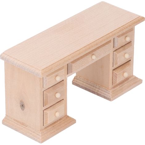 Table de bureau miniature à l'échelle 1:12, accessoire de mobilier pour maison de poupée, bureau d'écriture factice non peint pour bricolage (1/5)