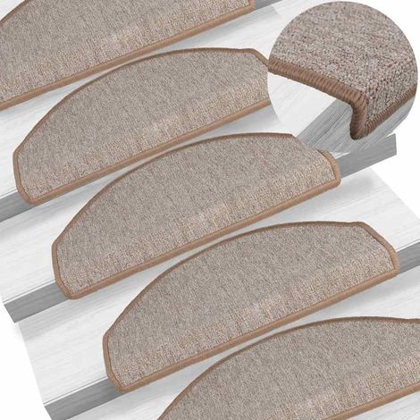 vidaXL Felpudos para escaleras 15 uds 65x24x4 cm Marrón Claro Semicircular Grande (1/5)
