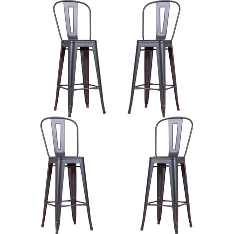 Nest Dream - 4er Pack Metallhocker - Bistro - Schwarz