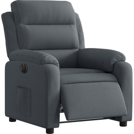 Poltrona relax TV con comodissima funzione reclinabile elettrica in velluto grigio scuro DEC028371