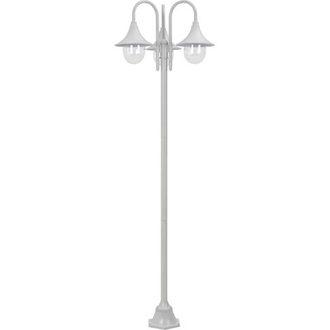 vidaXL Garden Post Light E27 220 cm Aluminium 3-Lantern White