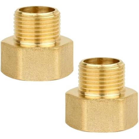 2 raccords par paquet de 3/8 pouce à 1/2 pouce, extension de réduction male 3/8 pouce x femelle 1/2 pouce, laiton, réducteur male/femelle, adaptateur pour convertir les connexions de tuyaux (1/4)