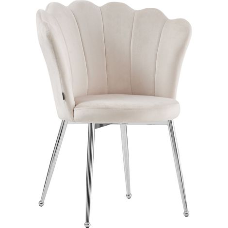 Lot de 2 chaises NYMPHEA pieds Chrome assise Velours Beige (1/5)