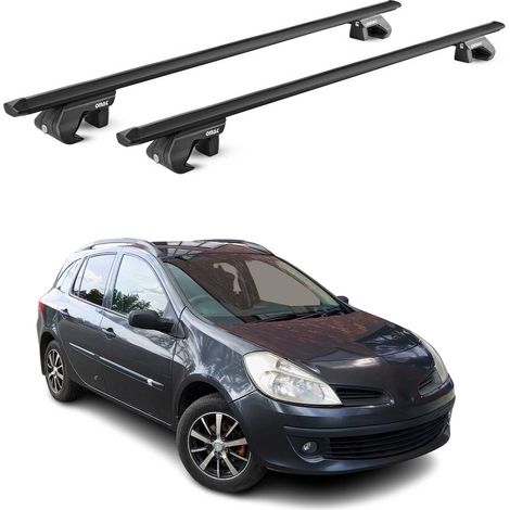 OMAC Dachträger Aluminium TÜV geprüft für Renault Clio III IV Kombi 2005-2019 – Für Standard Dachreling – T Nut – Max 90 kg – 2 Schlösser Schwarz (1/5)