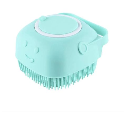 Brosse de douche en silicone pour animaux, poils souples, distributeur de gel, pour chien et chat, jaune et bleu (1/5)