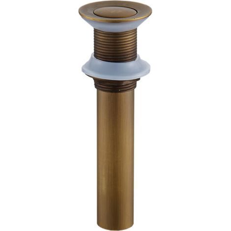 Lavabo universale antico retrò con scarico a scomparsa, per bagno, anti-intasamento, resistente alla corrosione, con bilanciere in ottone senza fori. (1/5)