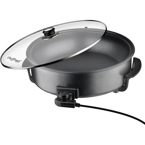 Cuiseur à Pizza - CHEFFINGER - Électrique 42cm - 1500W - Antiadhésif - Thermostat Réglable