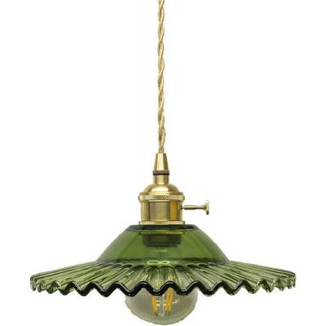 E27 Industrielle Vintage Verre Suspensions Luminaire Retro Plafonnier Luminaire Verre Retro Suspensions Luminaires Industrielle Eclairage de Plafond Suspensions Plafonniers Luminaire(Verre vert sans s (1/4)