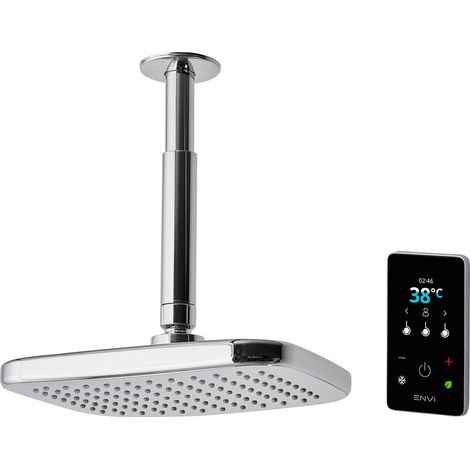 Triton Envi 10.5Kw Thermo Matt Silver Electric Shower c/w Ceiling Fed Fixed Head (1/5)