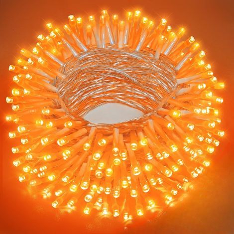 TINFU Guirlande lumineuse de 10 m, 100 LED oranges, boîtier à piles avec modes fixe et clignotant, Noël, IP65 (1/5)