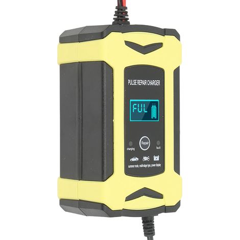 Intelligentes 12V/24V-Batterieladegerät mit Lüfter, automatischer Hoch-/Niederfrequenz-Impulserhaltung, 110–240V-EU-Stecker (1/5)
