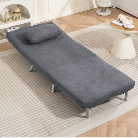 Schlafsessel 80x75x83 cm dunkelgrau Metall mit Bettfunktion und verstellbarer Rückenlehne (1/4)