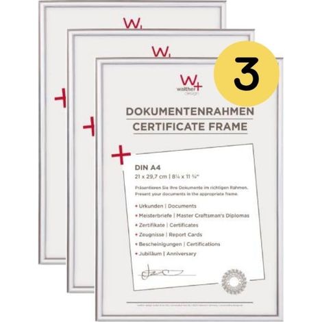 Cadre photo argent 21 x 29,7 cm (DIN A4) lot de 3, cadre en plastique KV130S3 (1/5)