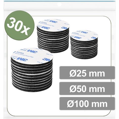 Quadrios 25CA669 Klettpunkte zum Aufkleben Haft- und Flauschteil (Ø) 100 mm Schwarz 30 St.