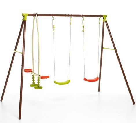 Altalena in Metallo 4 Posti Seggiolini Gioco per Bambini Giardino