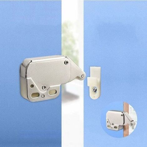 Serrure Push-In - Verrouillage Automatique À Ressort Pour Meuble - Porte D'armoire Encastrée Ou Coulissante - Lot De 4 (1/4)