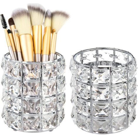 Porte-pinceaux de maquillage en cristal, boîte de rangement pour maquillage, coffret en verre pour maquillage, porte-pinceaux, seau de rangement pour cosmétiques, pot à outils, maquilleuse (1/5)