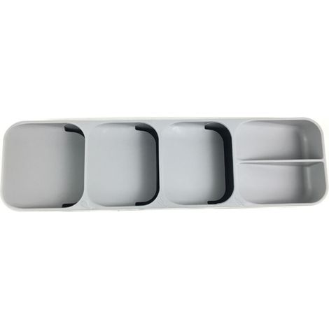 Boite de stockage Tiroir en plastique Couverts Organisateur Plateau Cuisine Support De Stockage Rack pour Couverts Argenterie Compact Couverts Plateau Cuillère Boîte À Couverts, Gris (1/5)