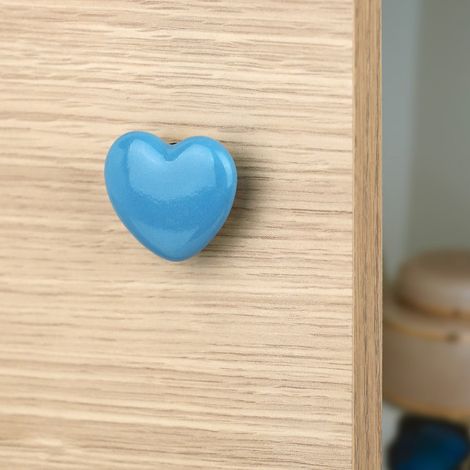 Ouvre&Déco – Bouton de meuble CŒUR bleu, Porcelaine 38x44 mm (1/5)