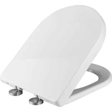 D-förmiger WC-Sitz, WC-Sitz mit Absenkautomatik, Universal-WC-Sitz, weiß (1/5)