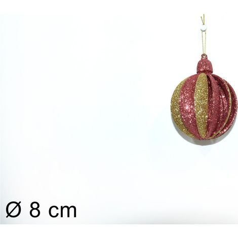 PALLA DIAMETRO 8 CM GLITTERATA ROSA/ORO