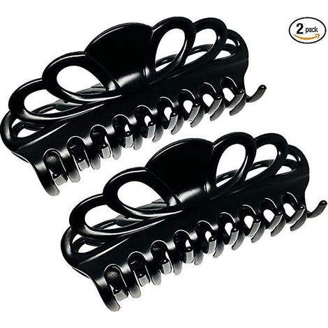 pince Cheveux Extra Large Pour Femme (noir X 2) Cheveux Pais Et Longs Boucls Pince Mchoire Forte Gante Antidrapante Accessoires De Coiffure Fran (1/5)